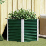 Garden Raised Bed Galvanised Steel 129x129x77 cm Green 44857