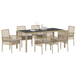 Garden Dining Set 7 pcs Beige Poly rattan 3334883