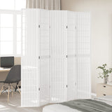 Room Divider 5 Panels White Solid Wood Paulownia 358792