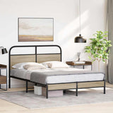 Bed Frame Without Mattress 135x190 cm Smoked Oak Engineered Wood 4100355