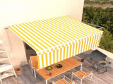 Manual Retractable Awning with Blind 4x3m Yellow&White 3069298