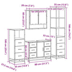 ZNTS 4 Piece Bathroom Furniture Set Sonoma Oak Engineered Wood 3301291