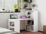 120cm Computer Desk, Wooden PC Laptop Table with 6-Tier Storage Bookshelves, Home Office Working T3398P329475