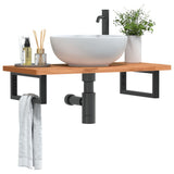 Basin Shelf Wall Mounted Steel and Solid Wood Beech 3302365