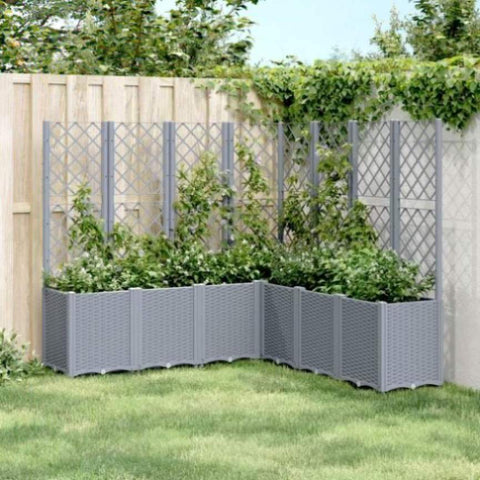 ZNTS Garden Planter with Trellis Grey 160x160x140 cm PP 367881