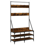 Clothes Rack with Shoe Storage Smoked Oak 100x40x184 cm 837849