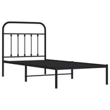 Metal Bed Frame without Mattress with Headboard Black 90x190cm 352570