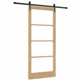 Sliding Door Natural 93 x 211 cm Solid Pine Wood and Glass 3332345