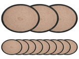 Jute Placemets 12 pcs Natural and Black 30 cm 100% Tossa Jute 42012316