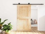 Sliding Door Natural and Black 85 x 210 cm Solid Pine Wood 3444977
