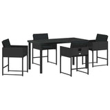 Garden Dining Set 5 pcs Black Poly Rattan 3380718