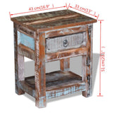 243456 Side Table with 1 Drawer Solid Reclaimed Wood 43x33x51 cm