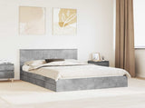 Storage Bed Concrete Grey 135 x 190 cm Engineered Wood 3410808