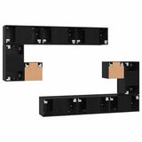 TV Cabinet Set Wall-mounted 10 pcs Black Oak Engineered Wood 3393319