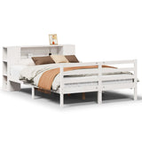 Bookcase Bed without Mattress White 150x200 cm King Solid Wood Pine 3322206