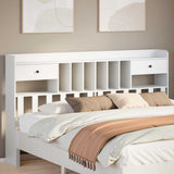 Headboard with Storage White 180 cm Solid Wood Pine 855503