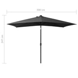 Garden Parasol with LEDs and Steel Pole Anthracite 2x3 m 313788