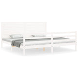 Bed Frame without Mattress White Super King Size Solid Wood 3195042