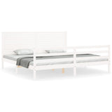Bed Frame without Mattress White 200x200 cm Solid Wood 3195047