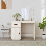 Dressing Table with LED White 95x50x133.5 cm Solid Wood Pine 820093