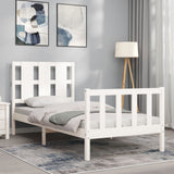 Bed Frame without Mattress White Small Single Solid Wood Pine 3192192