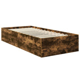 Bed Frame with Headboard Smoked Oak 90 x 200 cm Engineered Wood 3408715