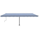 Freestanding Manual Retractable Awning 600x300 cm Blue/White 3069796