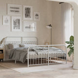 Metal Bed Frame without Mattress with Footboard White 150x200cm 376669
