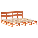 ZNTS Bed Frame without Mattress Wax Brown 200x200 cm Solid Wood Pine 3302308