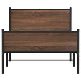 Metal Bed Frame without Mattress Brown Oak 107x203 cm 4007954