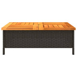 Garden Table Black 70x70x25 cm Rattan and Acacia Wood 3281629