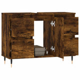 Bathroom Cabinet Smoked Oak 80x33x60 cm Engineered Wood 831649