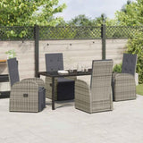 Garden Dining Set with Cushion 5 pcs Grey Poly Rattan 3379502