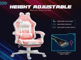 Cat Ear and Paw Reclining Office Chair, with Footrest - Pink/White T3398P344128