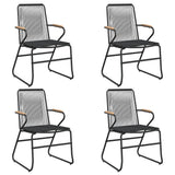 5 Piece Garden Dining Set Black PVC Rattan 3099210
