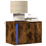 ZNTS Wall-mounted Bedside Cabinets with LED Lights 2 pcs Smoked Oak 852098