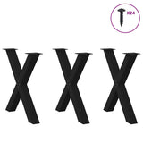 Dining Table Legs X-Shaped 3 pcs Black 80x cm Steel 4012992