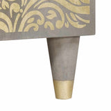 Sideboard Grey and Gold 90 x 33 x 75 cm Solid Mango Wood 4018800