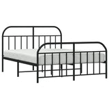 Bed Frame Black Powder-Coated Steel Double Bed Frame 353654