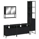 ZNTS 4 Piece Bathroom Furniture Set Black Engineered Wood 3214685