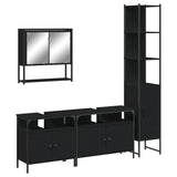 ZNTS 4 Piece Bathroom Furniture Set Black Engineered Wood 3214685