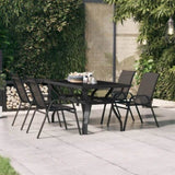 Garden Table Black 140x70x70 cm Steel and Glass 318768