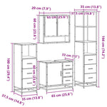 ZNTS 4 Piece Bathroom Furniture Set Smoked Oak Engineered Wood 3301287