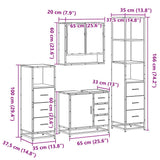 4 Piece Bathroom Furniture Set Smoked Oak Engineered Wood 3301287