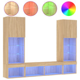 5 Piece TV Wall Units with LED Sonoma Oak Engineered Wood 3216692