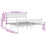 Metal Bed Frame without Mattress with Footboard Black 120x200cm 372293