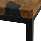Coffee Table Black and Brown Teak Wood and Resin 110x60x40 cm 244551