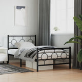 Metal Bed Frame without Mattress with Footboard Black 100x200cm 376239
