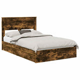 Storage Bed with Drawer Smoked Oak 120 x 190 cm Engineered Wood 3409926