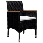 9 Piece Garden Dining Set Poly Rattan and Solid Wood Black 3095899